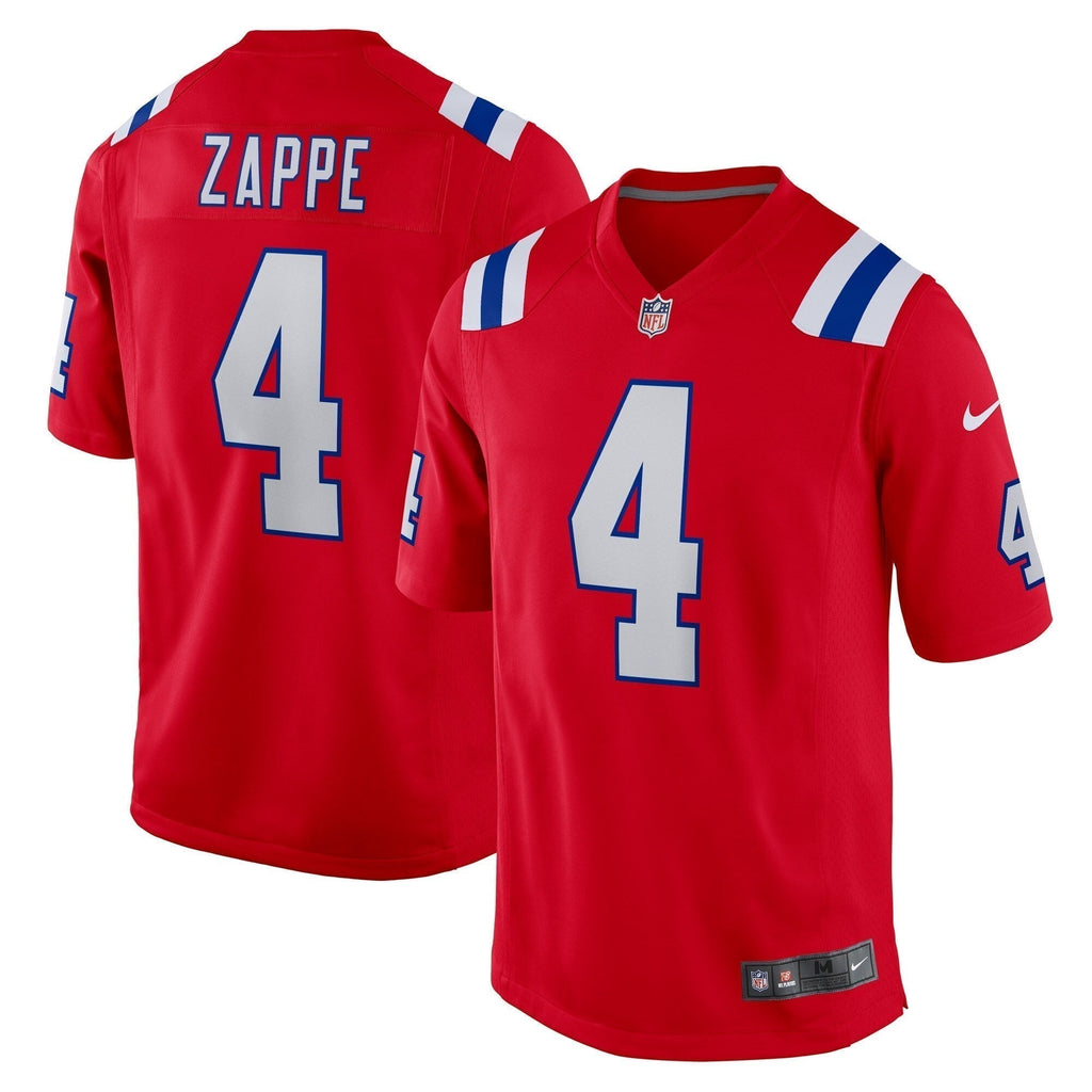 Bailey Zappe New England Patriots  Alternate Game   Jersey - Red