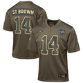 Youth Detroit Lions Amon-Ra St. Brown  Olive 2025 Salute to Service Game Jersey