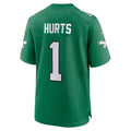 P.Eagles #1 Jalen Hurts Kelly Green Alternate Game Player Jersey