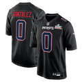 Men's New England Patriots Christian Gonzalez  Black Super Bowl LX Patch Carbon Fashion Game Jersey