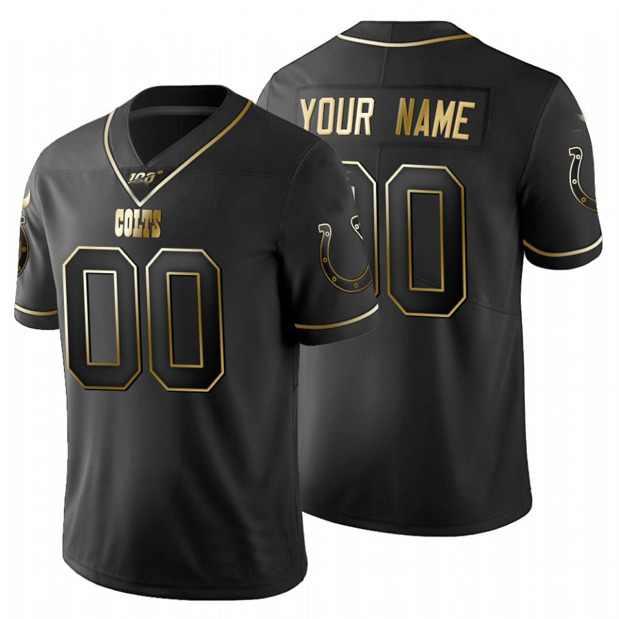 Custom1 Indianapolis Colts Black Golden Limited 100 Jersey1 Stitched American Football Jerseys