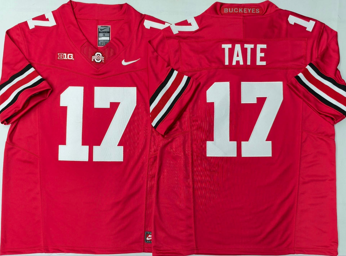 Men's Ohio State Buckeyes Carnell Tate Red Player Game Jersey