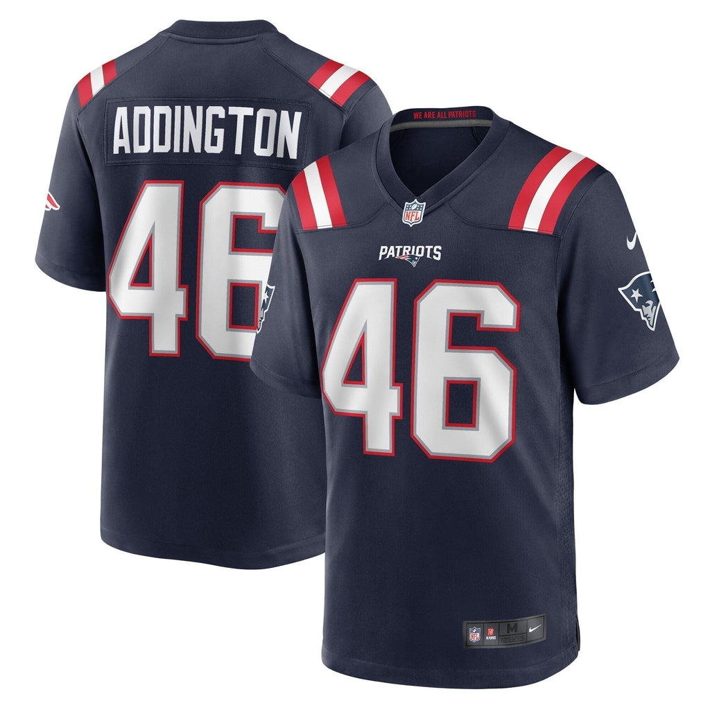 Tucker Addington New England Patriots  Home Game   Jersey - Navy