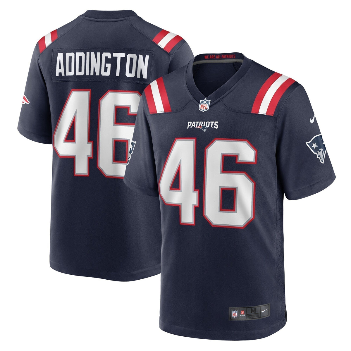 Tucker Addington New England Patriots  Home Game   Jersey - Navy