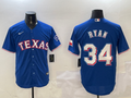 Men's Texas Rangers Nolan Ryan #34 Royal Replica Player Jersey1