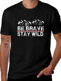 Be Brave Stay Wild Black Graphic T-Shirt
