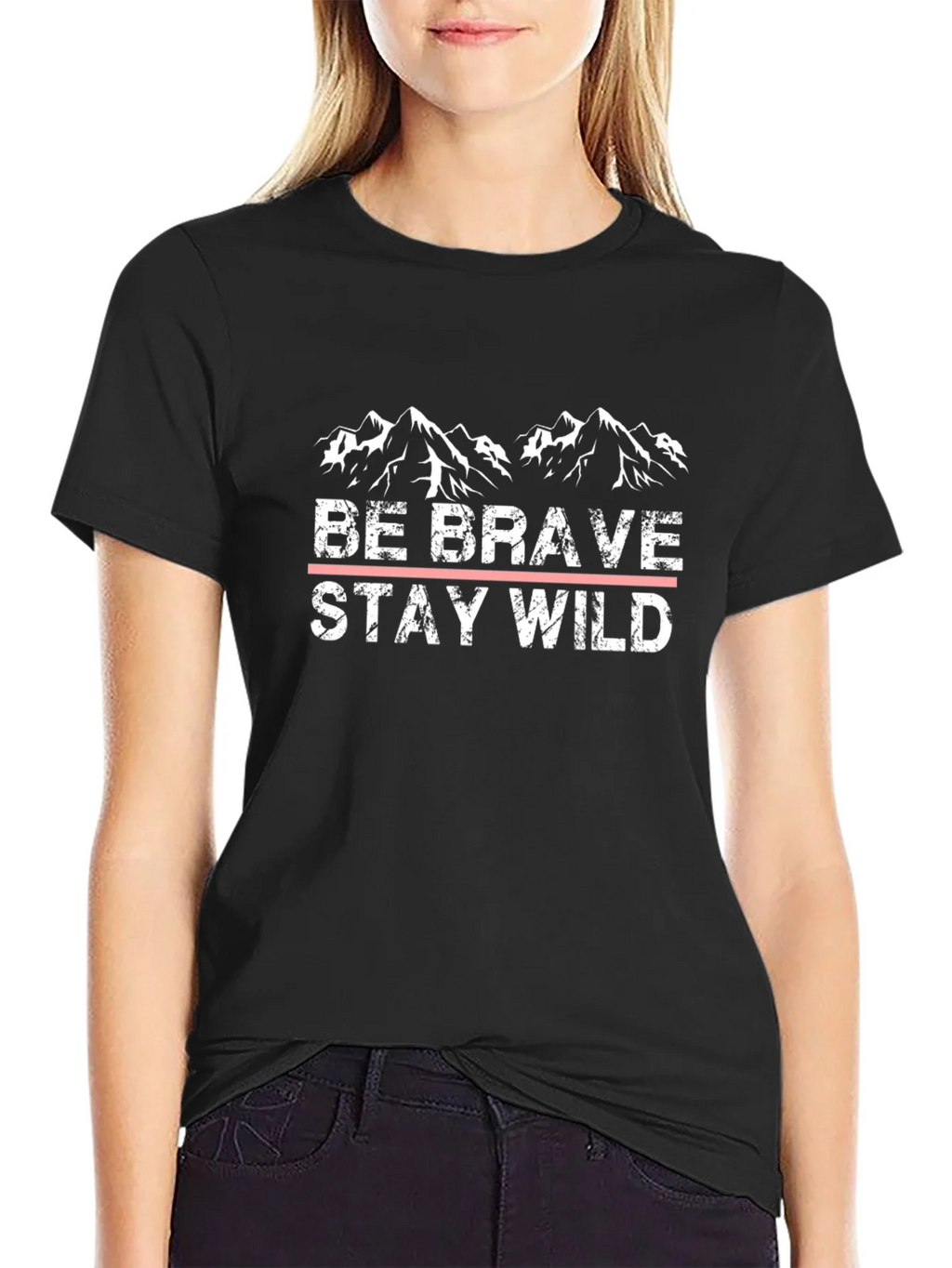 Be Brave Stay Wild Black Graphic T-Shirt