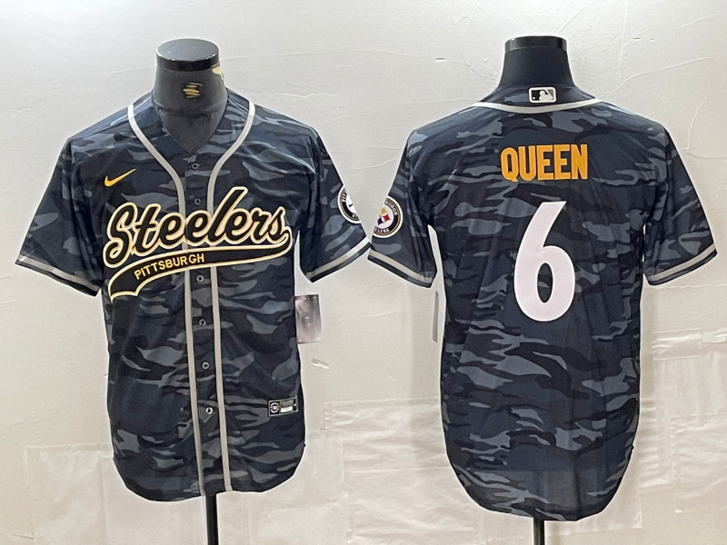 Men's Pittsburgh Steelers Patrick Queen Grey Camouflage Player Jersey Joint Edition