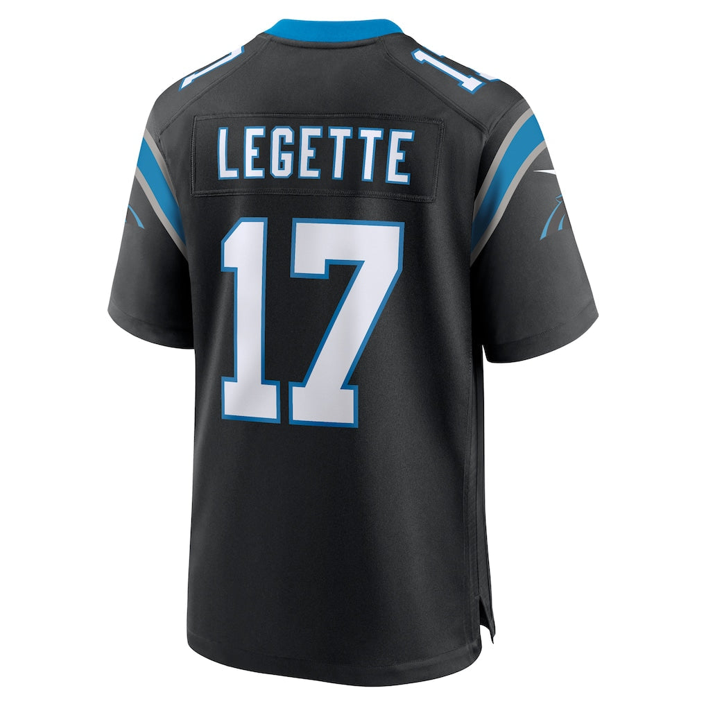 C.Panthers #17 Xavier Legette Black 2024 NFL First Round Pick Game Player Jersey