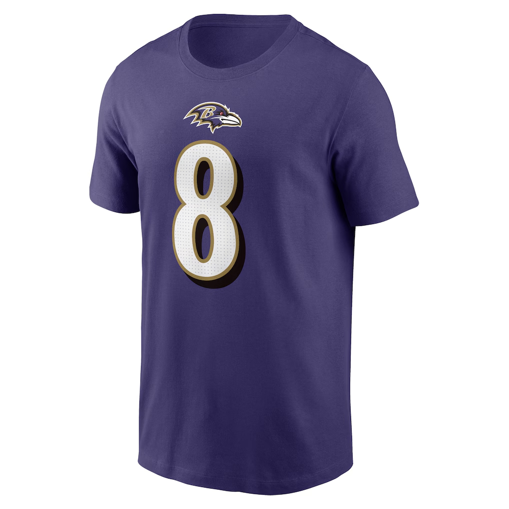 Men's Baltimore Ravens Lamar Jackson  Purple Player Name & Number T-Shirt