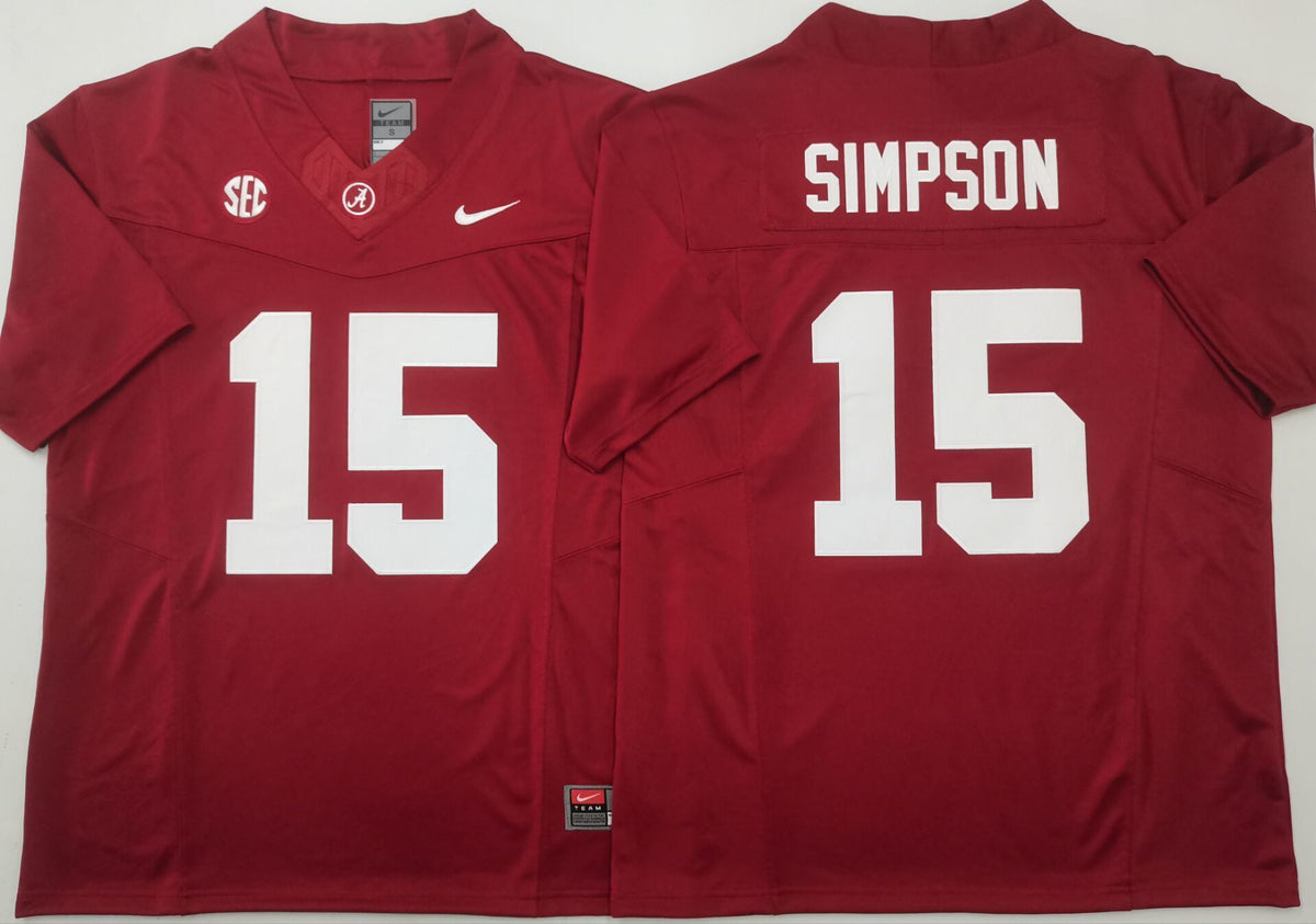 Men's Alabama Crimson Ty Simpson #15 Red Player Jersey