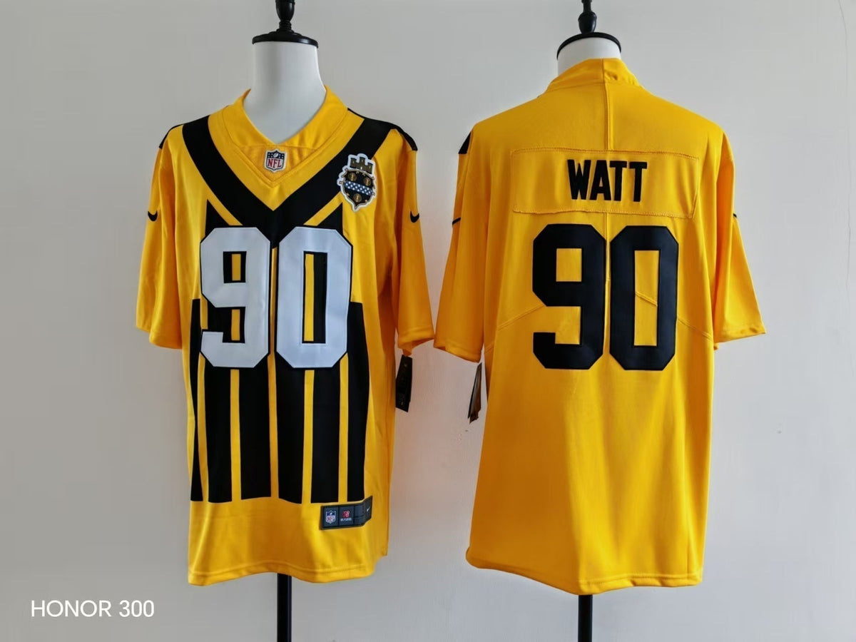 Men's Pittsburgh Steelers T.J. Watt  Jersey -  Retro Yellow-1