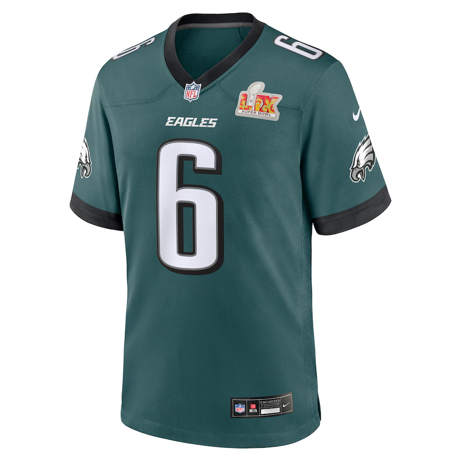 Men's Philadelphia Eagles DeVonta Smith  Midnight Green Super Bowl LIX Game Player Jersey