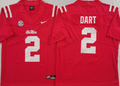 Men's Ole Miss Rebels Jaxson Dart #2 Red Game Jersey