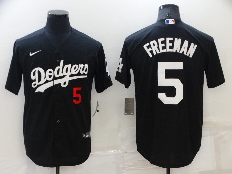 Men's Los Angeles Dodgers1 Freddie Freeman #5 Black Stitched Jersey