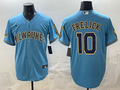Men's Milwaukee Brewers Sal Frelick #10 Light Blue Road Replica Jersey