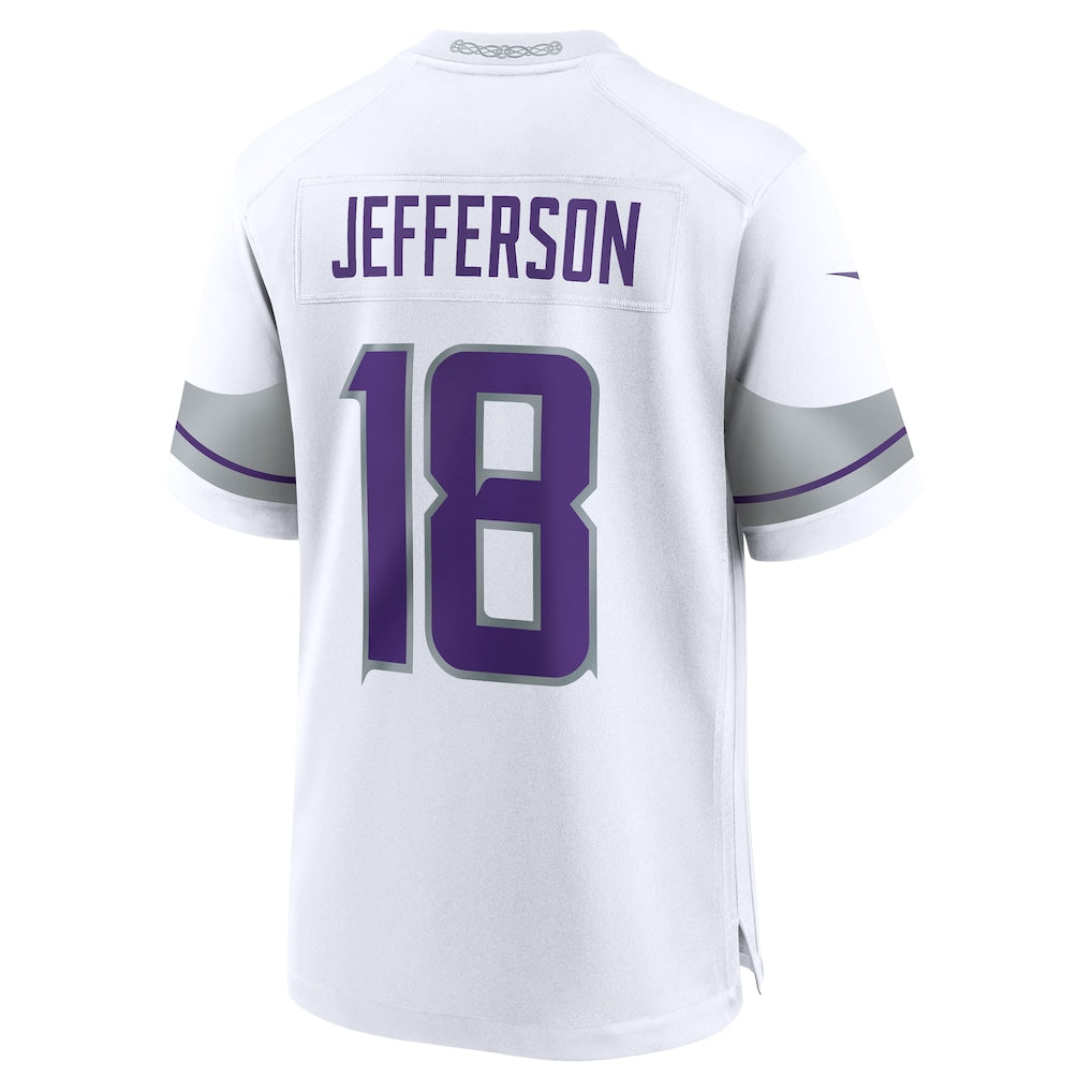 M.Vikings #18 Justin Jefferson White Alternate Game Player Jersey