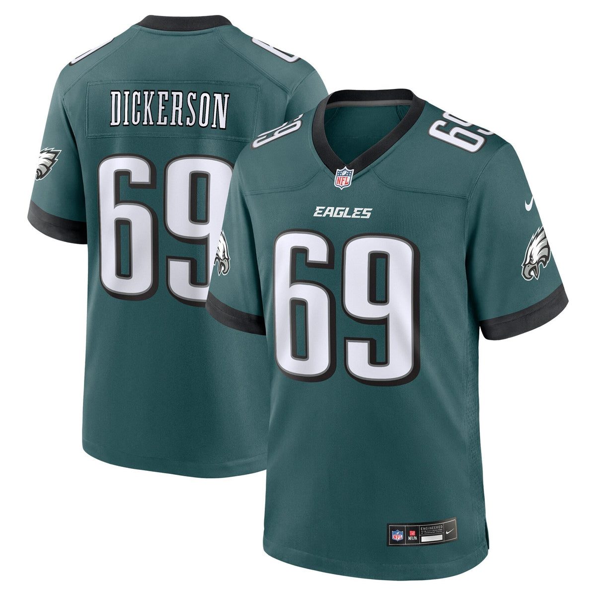 Landon Dickerson Philadelphia Eagles  Team Game Jersey - Midnight Green