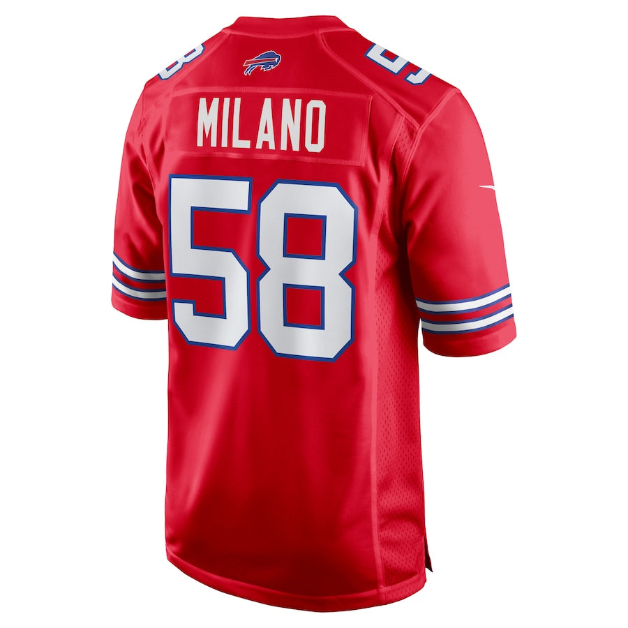 Men's Buffalo Bills Matt Milano  Red Alternate Game Jersey