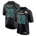 Men's Philadelphia Eagles Saquon Barkley  Carbon Black Super Bowl LIX Fashion Game Player Jersey