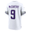 M.Vikings #9 J.J. McCarthy White Alternate Game Player Jersey