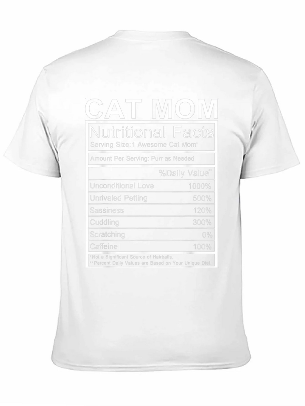 Cat Mom Nutritional Facts Funny T-Shirt