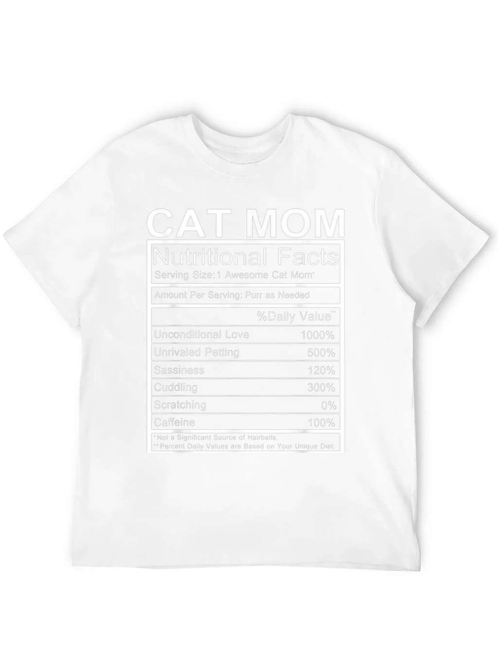 Cat Mom Nutritional Facts Funny T-Shirt