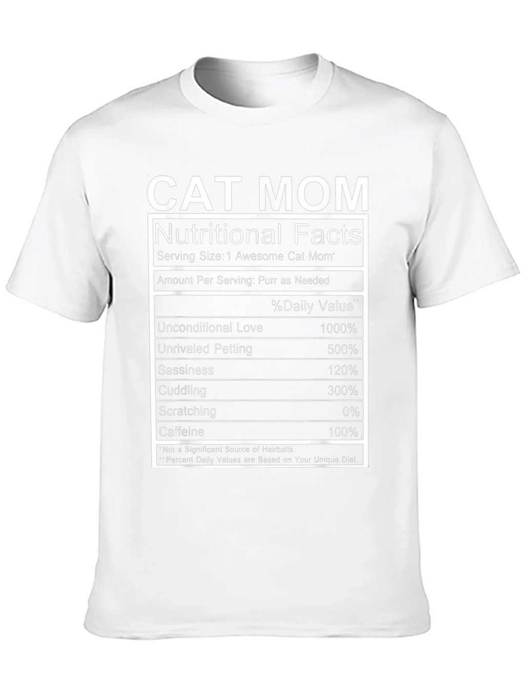 Cat Mom Nutritional Facts Funny T-Shirt