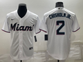 Men's Miami Marlins Jazz Chisholm Jr. #2 White Replica Baseball Jersey1
