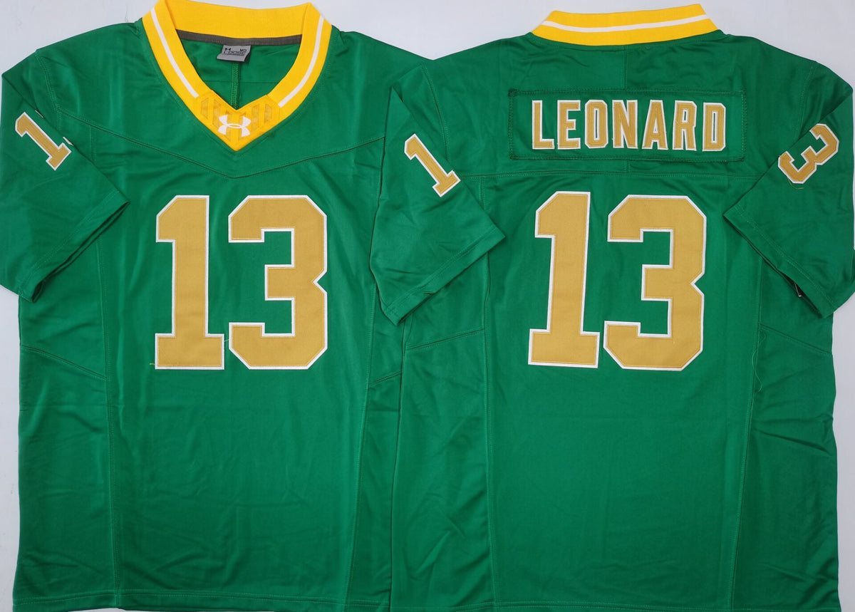 Men's Norte Dame Fighting Irish Riley Leonard Green Player Jersey