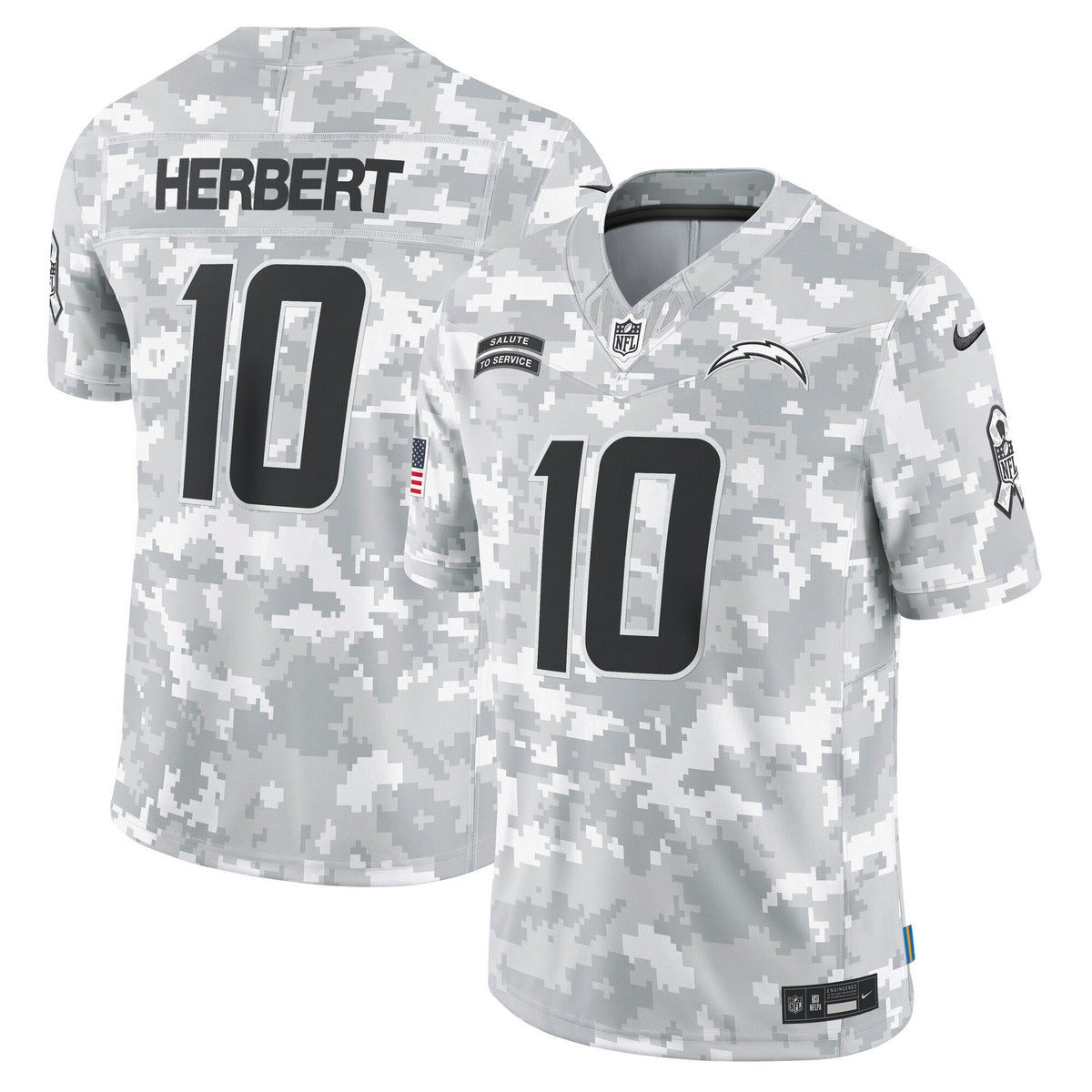 Justin Herbert Los Angeles Chargers  2024 Salute to Service Limited Jersey - Arctic Camo