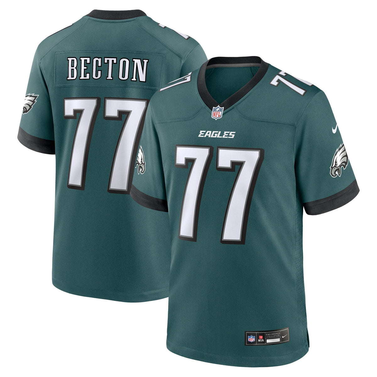 Mekhi Becton Philadelphia Eagles  Team Game Jersey - Midnight Green
