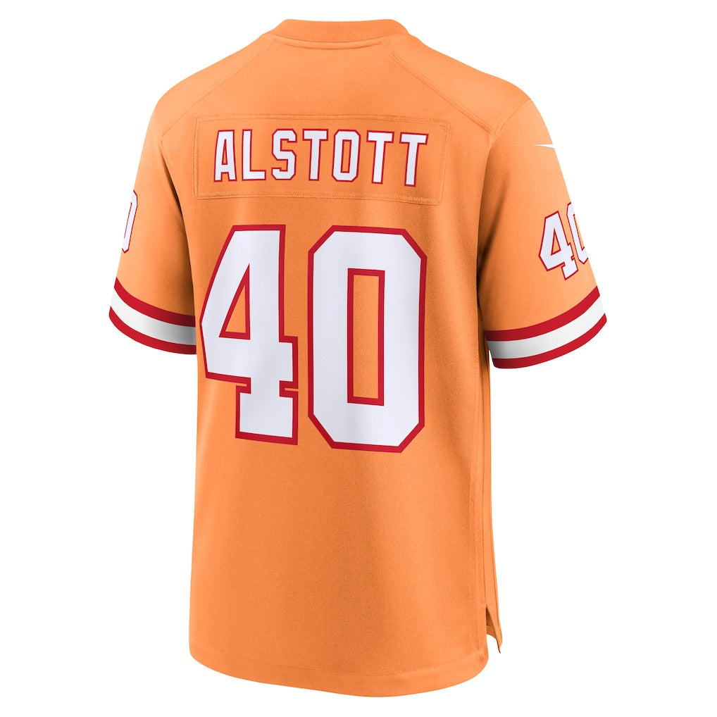 TB.Buccaneers #40 Mike Alstott Orange Throwback Game Jersey