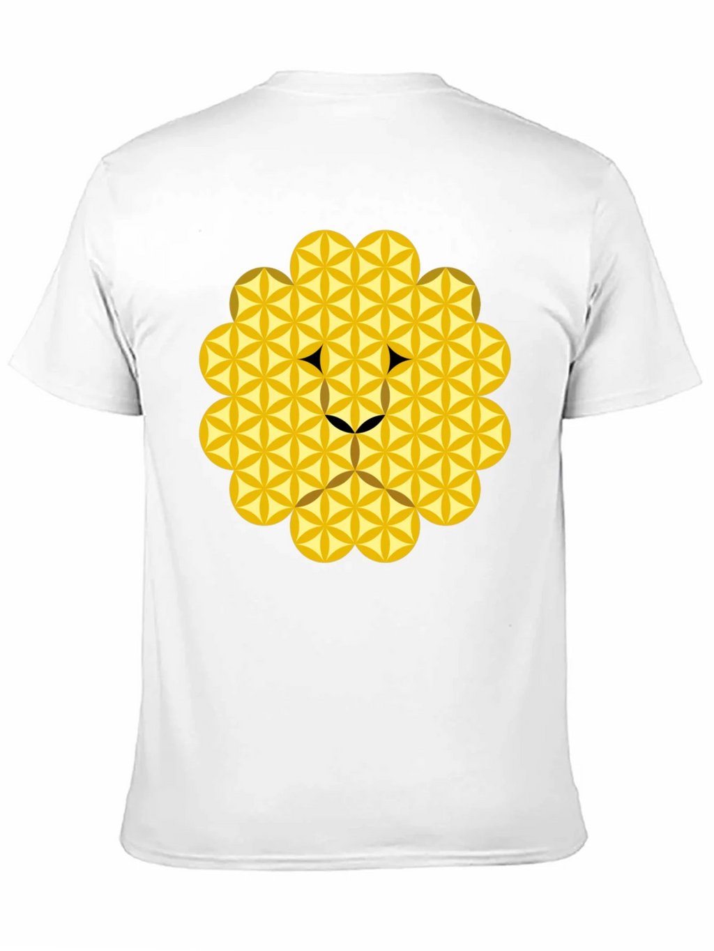 Geometric Flower of Life Lion Head Black T-Shirt