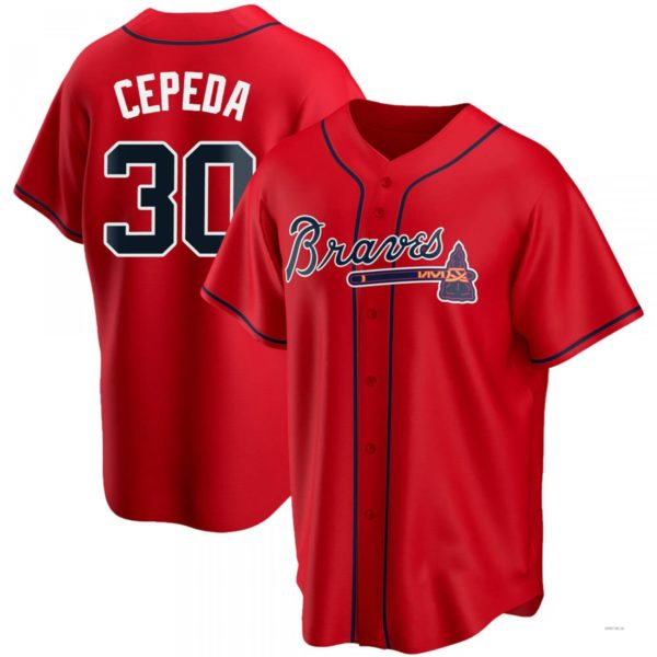 Atlanta Braves #30 Orlando Cepeda Red Alternate Jersey Stitches Baseball Jerseys