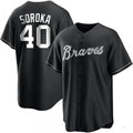 Atlanta Braves #40 Mike Soroka White Black Jersey Stitches Baseball Jerseys