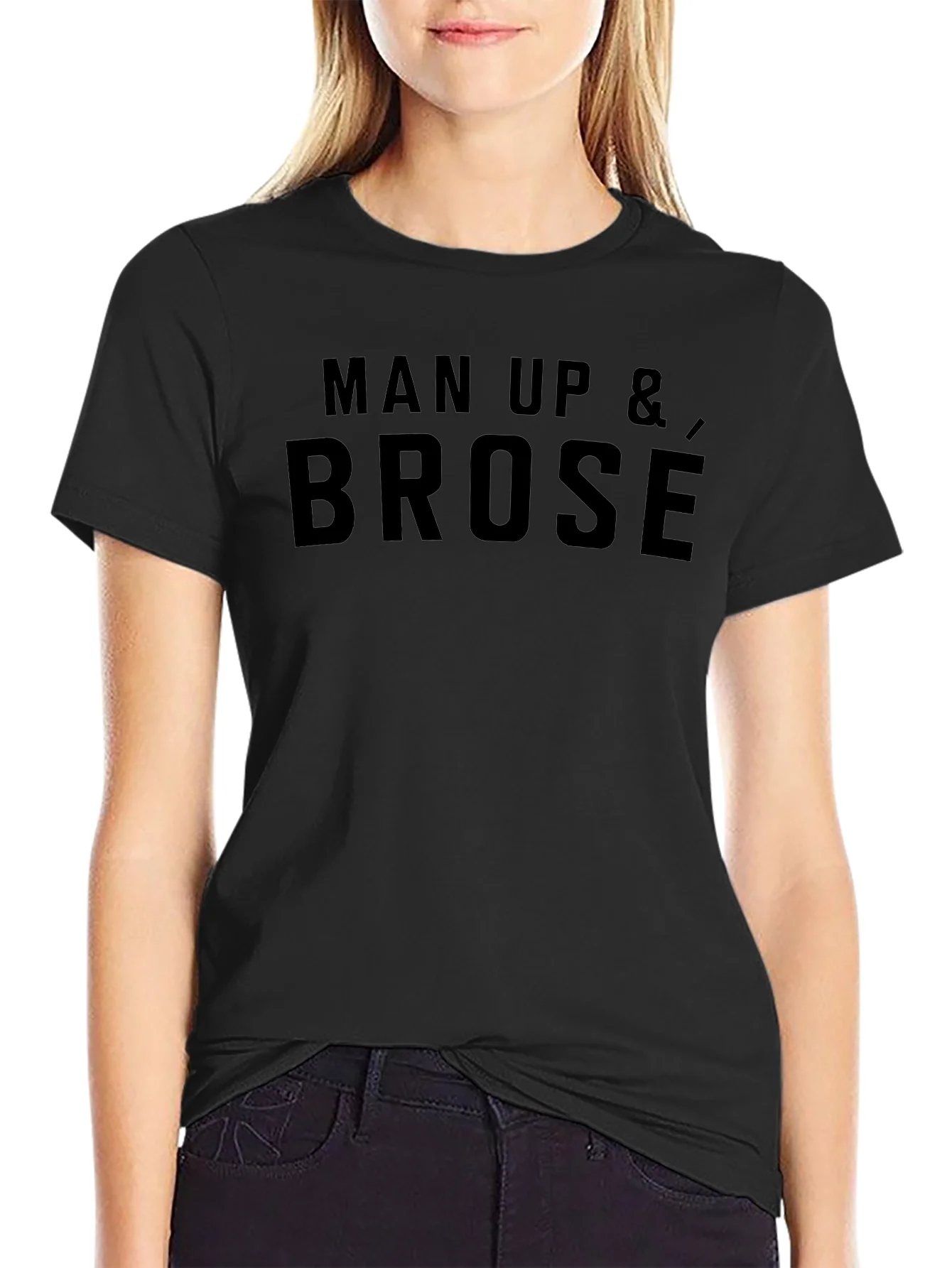 Man Up & Brose Graphic Tee - Black Short Sleeve Crew Neck