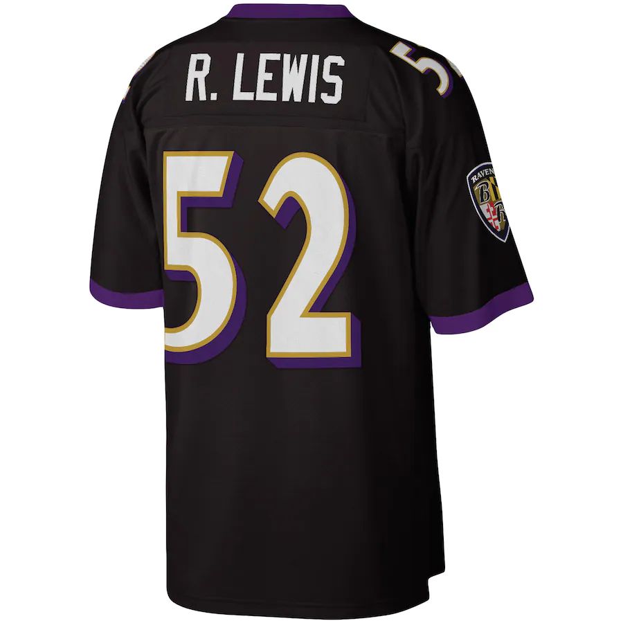 B.Ravens #52 Ray Lewis  Black Legacy Replica Jersey Stitched American Football Jerseys