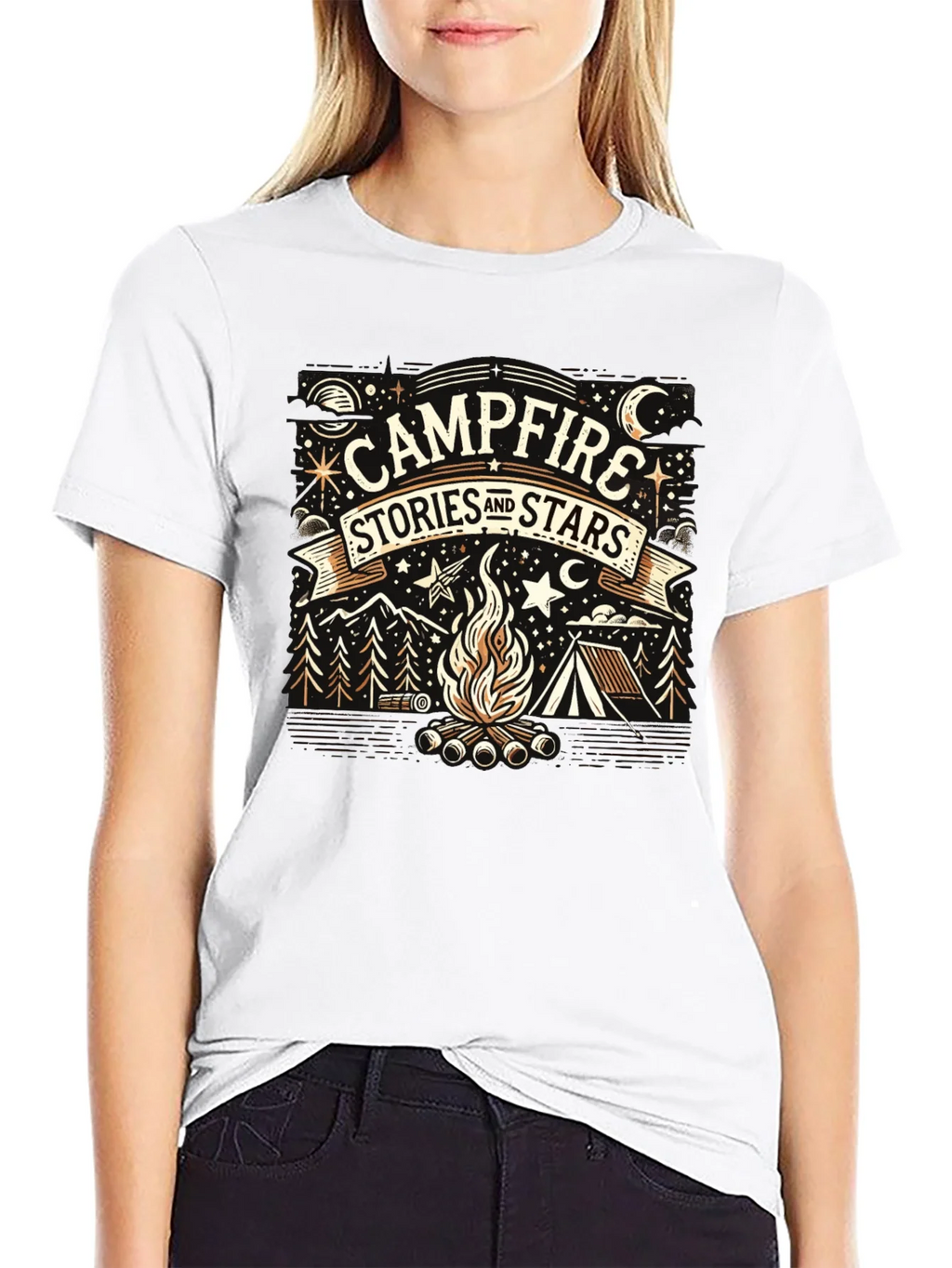 Campfire Stories and Stars Graphic Tee