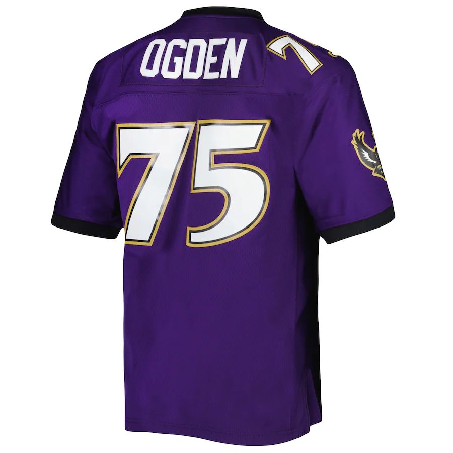 B.Ravens #75 Jonathan Ogden  Purple 1996 Legacy Replica Jersey Stitched American Football Jerseys