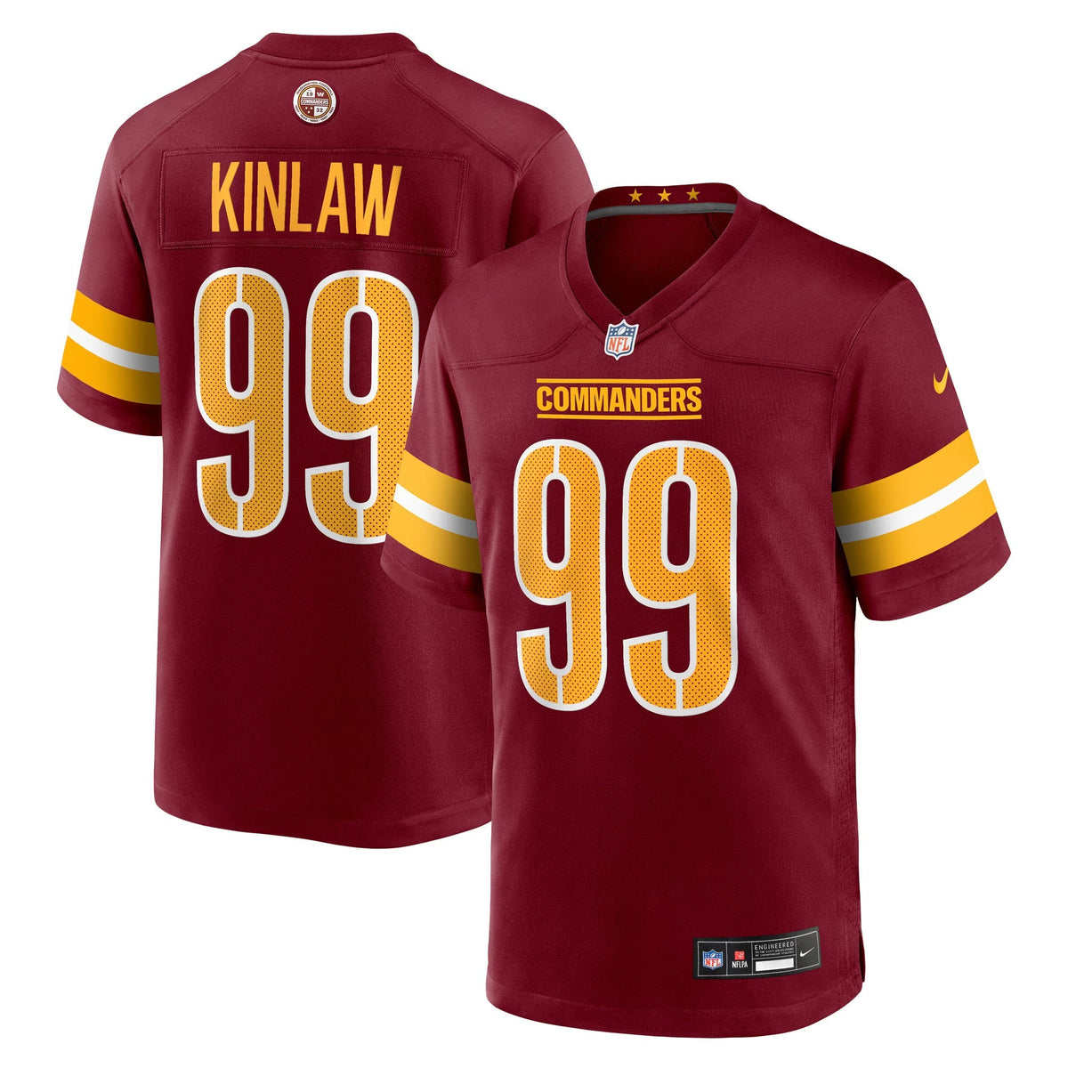 Washington Commanders Javon Kinlaw Burgundy Team Game Jersey