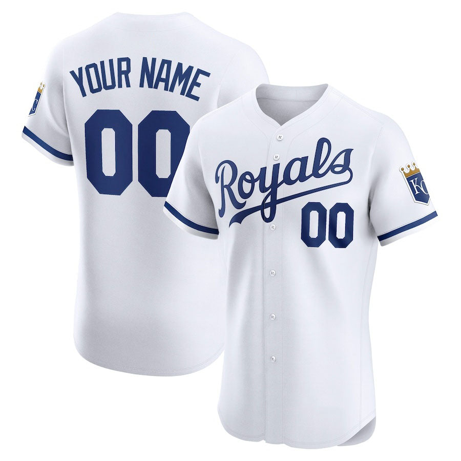 Custom Kansas City Royals Home Elite Jersey C White Stitched Baseball Jersey