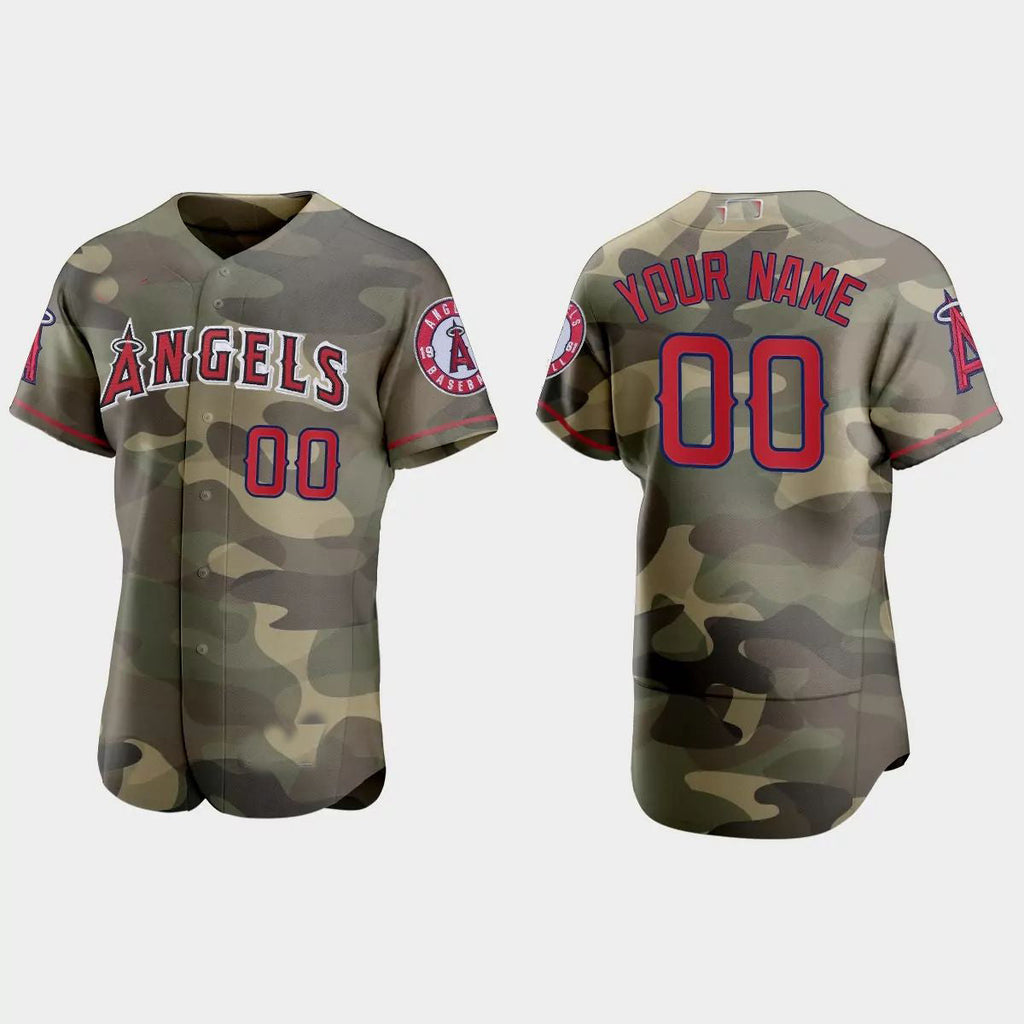 Custom Los Angeles Angels 2021 National Armed Forces Day Authentic Jersey C Camo Stitched Baseball Jerseys