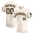 Custom Milwaukee Brewers Home Elite Jersey C Cream Stitched Baseball Jersey