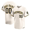 Custom Milwaukee Brewers Home Limited Jersey C Cream Stitched Baseball Jersey