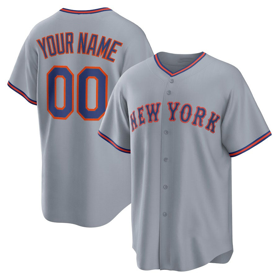 Custom New York Mets Away Jersey4u 2.0 Jersey C Gray Stitched Baseball Jersey