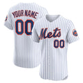 Custom New York Mets Home Elite Sponsor Patch Jersey C White Stitched Baseball Jersey