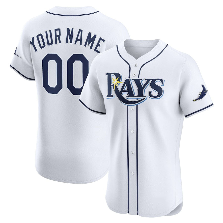 Custom Tampa Bay Rays Home Elite Jersey C White Stitched Baseball Jersey