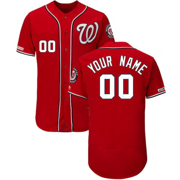 Custom Washington Nationals  Alternate Scarlet Flex Base Stitched Baseball Jersey