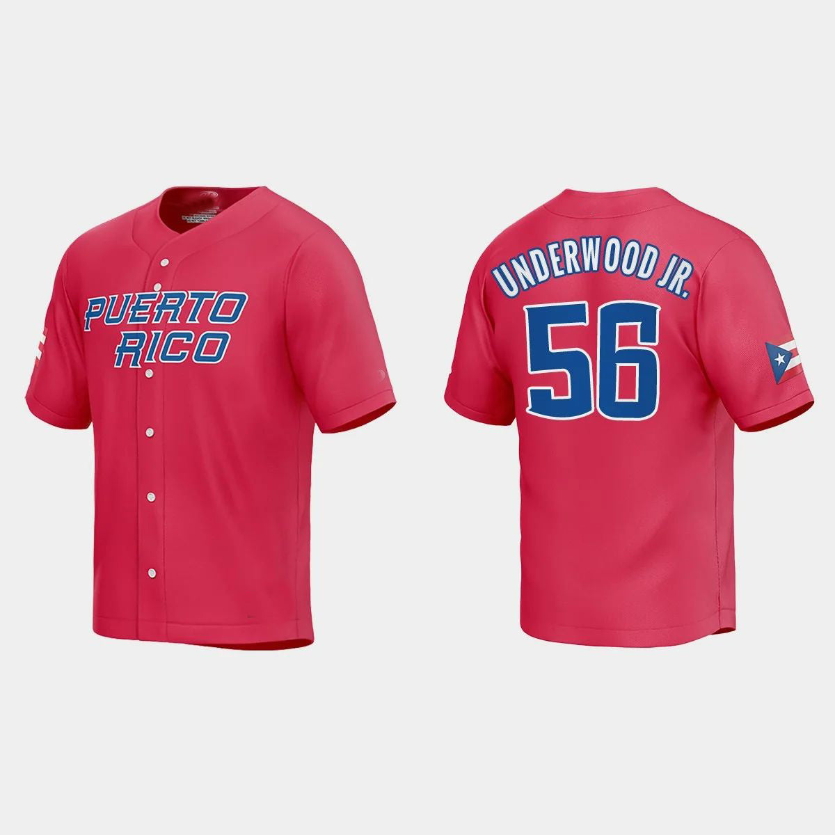 #56 DUANE UNDERWOOD JR. PUERTO RICO BASEBALL 2023 WORLD BASEBALL CLASSIC JERSEY C RED Stitches Baseball Jerseys
